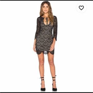 For Love & Lemons Black Lace Mini Dress